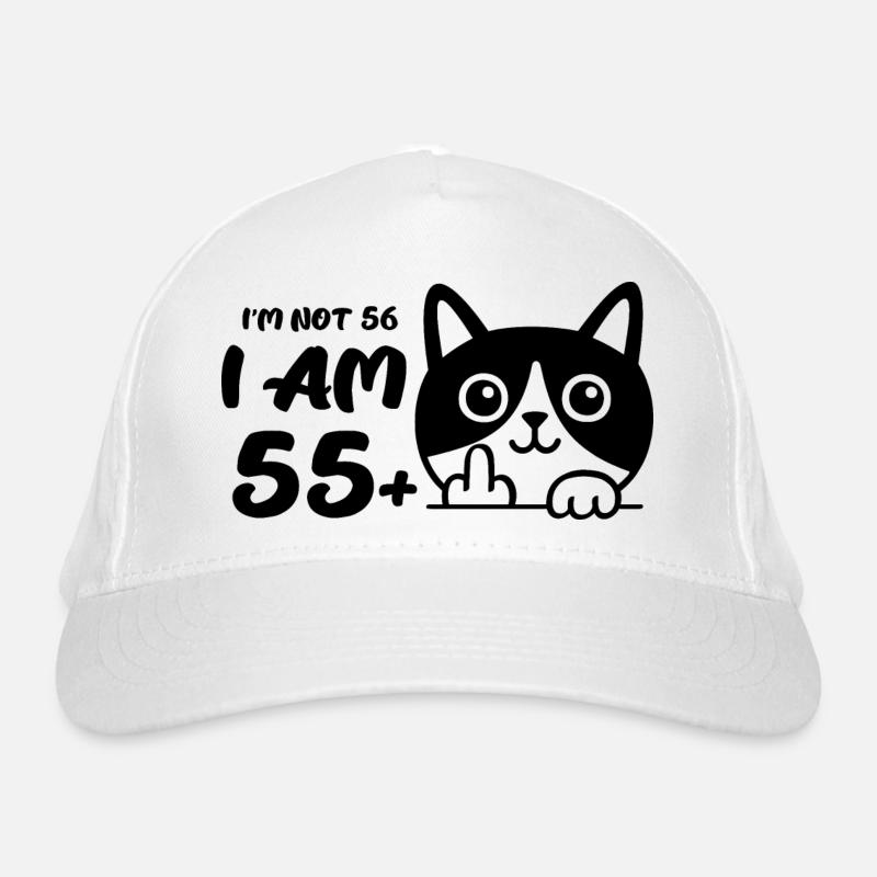 Ich bin nicht 56, ich bin 55 plus 1 Mittelfinger Katze Flip Bio-Baseballkappe