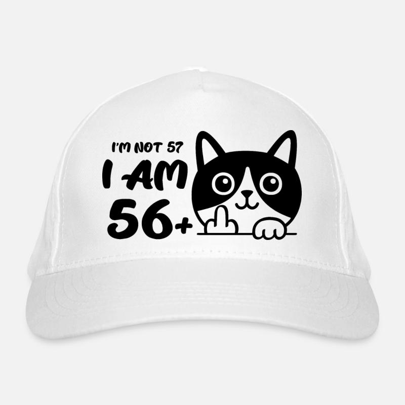 Ich bin nicht 57, ich bin 56 plus 1 Mittelfinger Katze Flip Bio-Baseballkappe