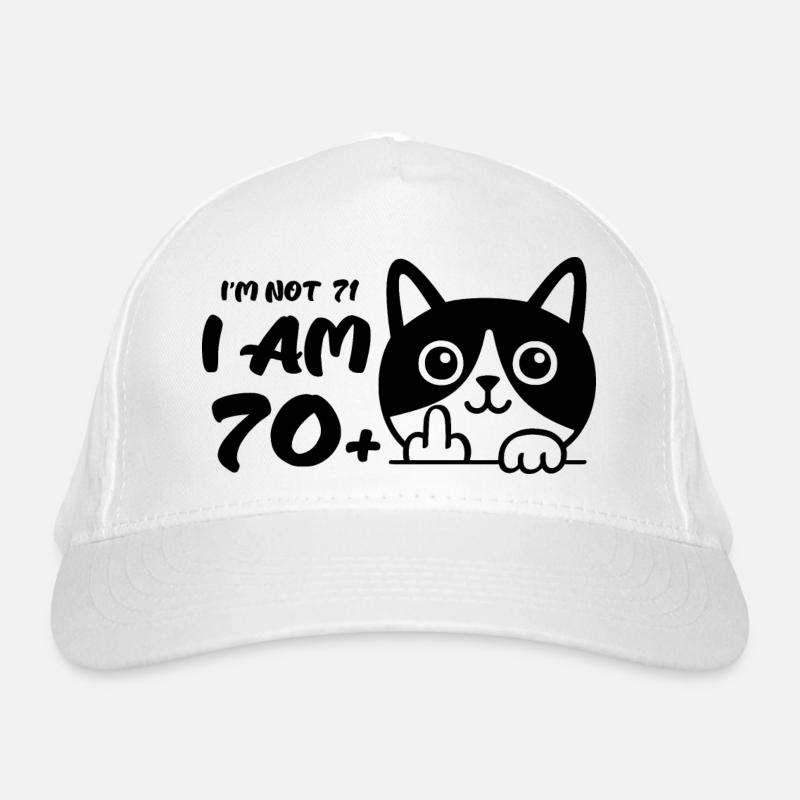 Ich bin nicht 71, ich bin 70 plus 1 Mittelfinger Katze Flip Bio-Baseballkappe