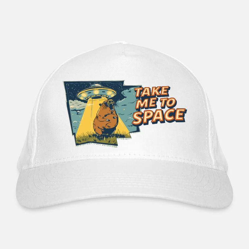 Take Me to Space Capybara UFO Pop Art Organic Baseball Cap