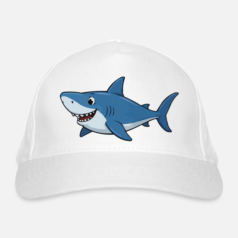 Blue Cartoon Shark Adventure Organic Baseball Cap