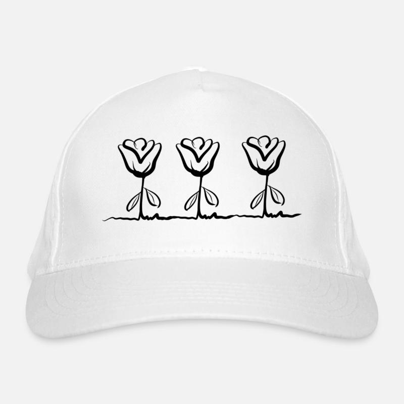 drei Blumen Linie Rosen pflanze symbol Bio-Baseballkappe