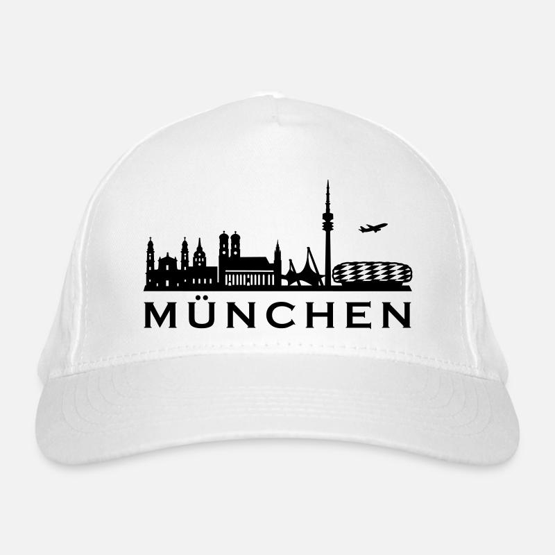 Skyline München mit Schriftzug Bio-Baseballkappe