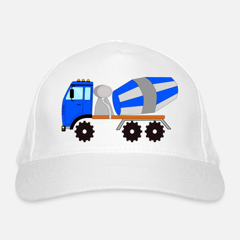 Blue-gray concrete mixer, construction site vehicle Organic Baseball Cap