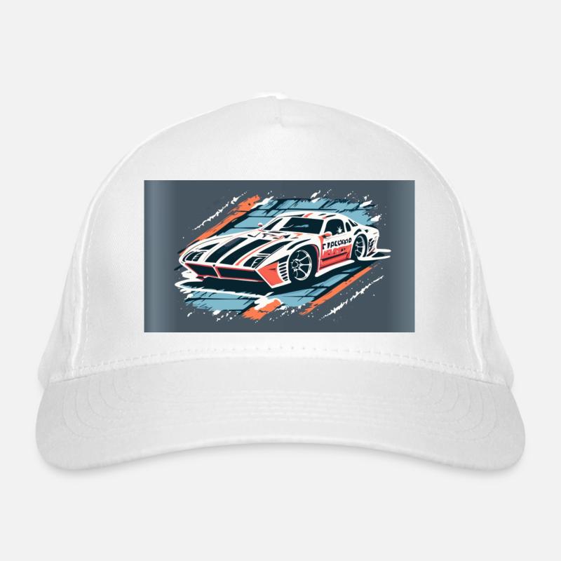 Racecar White-Red Organic Baseball Cap