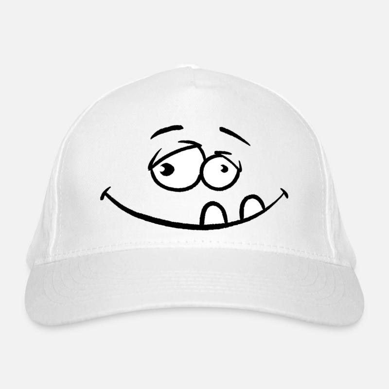 Drôle de visage de dessin animé satisfait Casquette classique bio