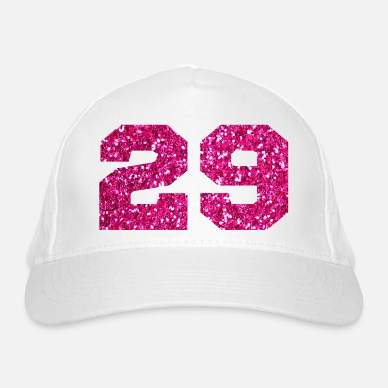 Number 29 Pink Glitter - 29th Birthday Organic Baseball Cap