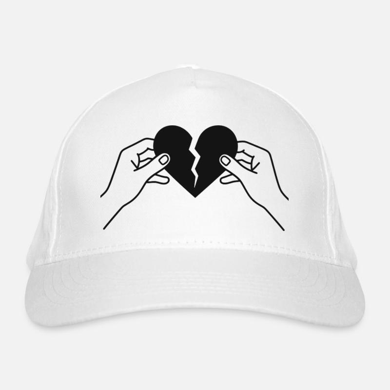 Broken heart in hands Organic Baseball Cap