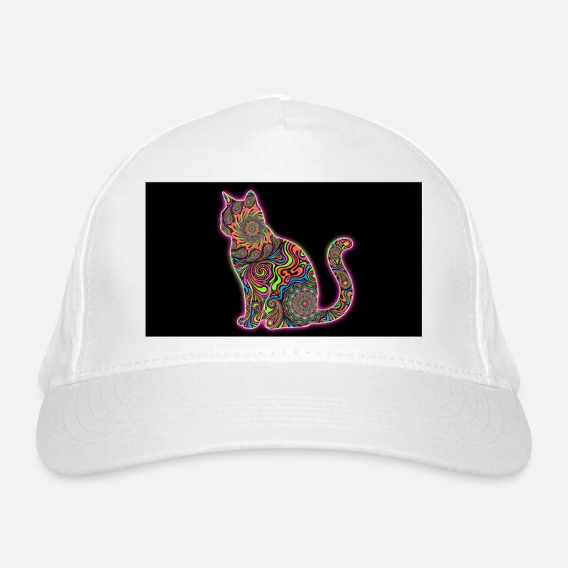 Psychedelic Cat Patterns - Organic Baseball Cap - white