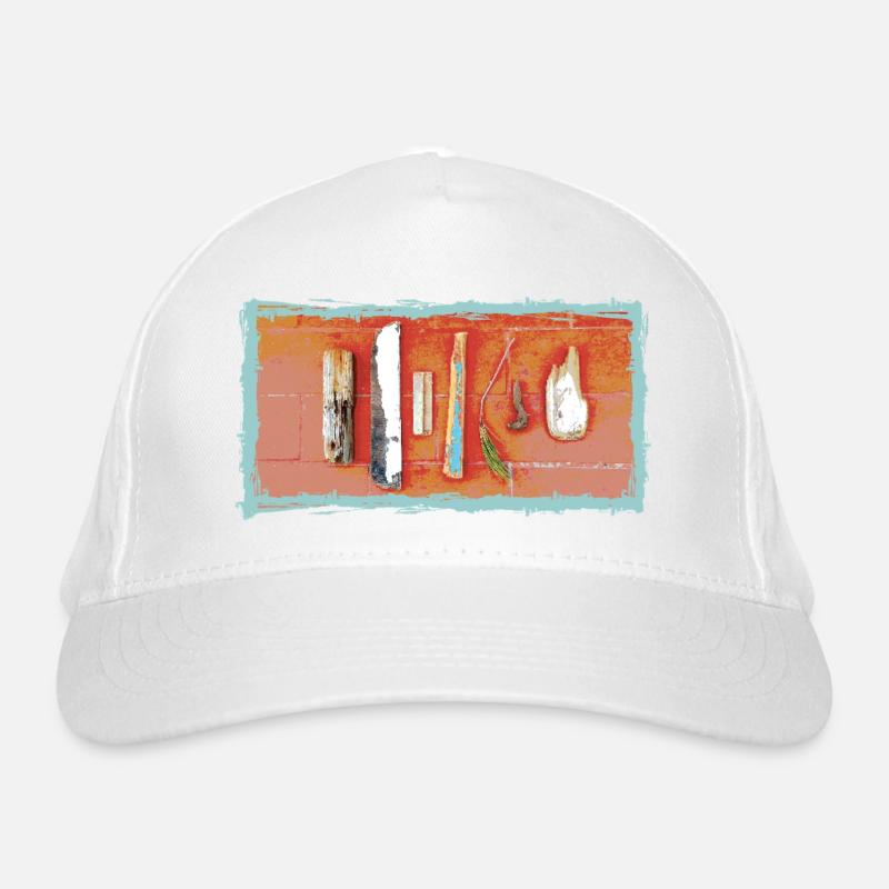 Art marin sur terre cuite Plage de cadeau de débris Casquette classique bio