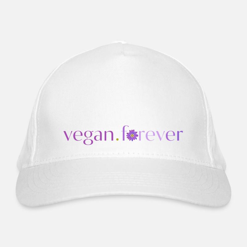 Vegan forever lila Blume - vegan forever - Bio-Baseballkappe - Weiß
