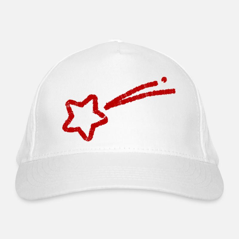 handgezeichnete Sternschnuppe - Bio-Baseballkappe - Weiß