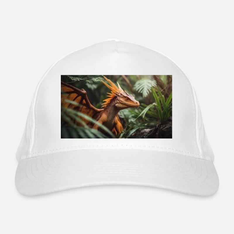 A realistic majestical orange dragon forest Organic Baseball Cap