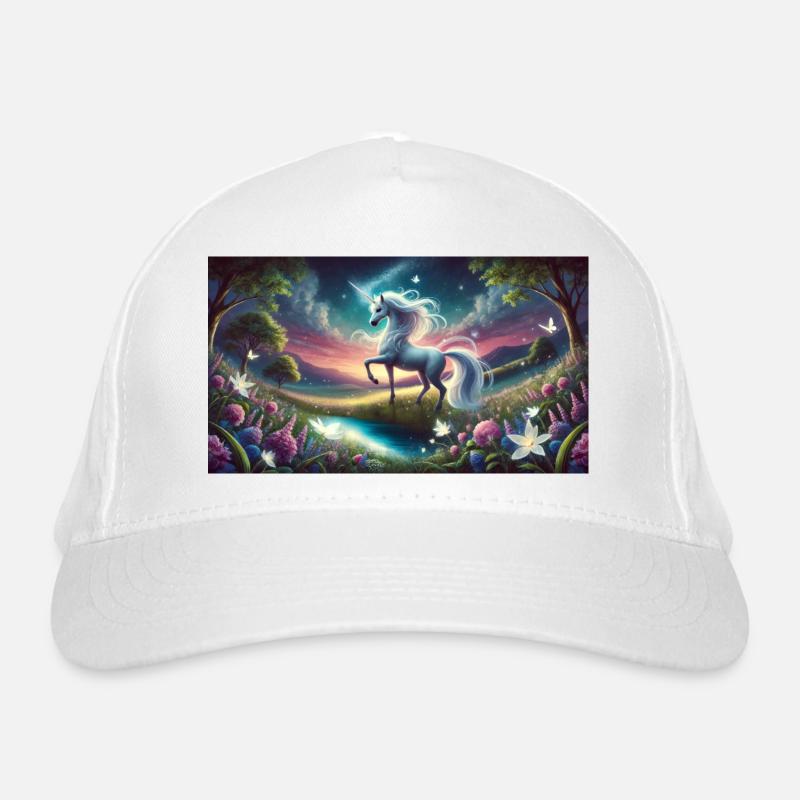 Ein mystisches Einhorn mit Aurora Boreralis Bio-Baseballkappe
