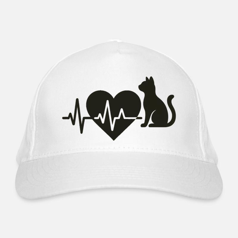 Herzschlag und Katzenmotivation Bio-Baseballkappe