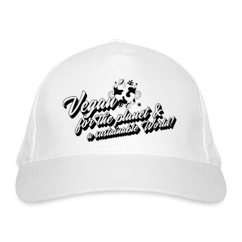 Vegan For The Planet & A Sustainable World! - Organic Baseball Cap - white - Front