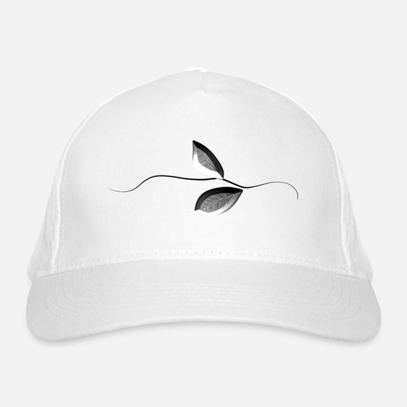 stem plant symbol leaves grey Organic Baseball Cap