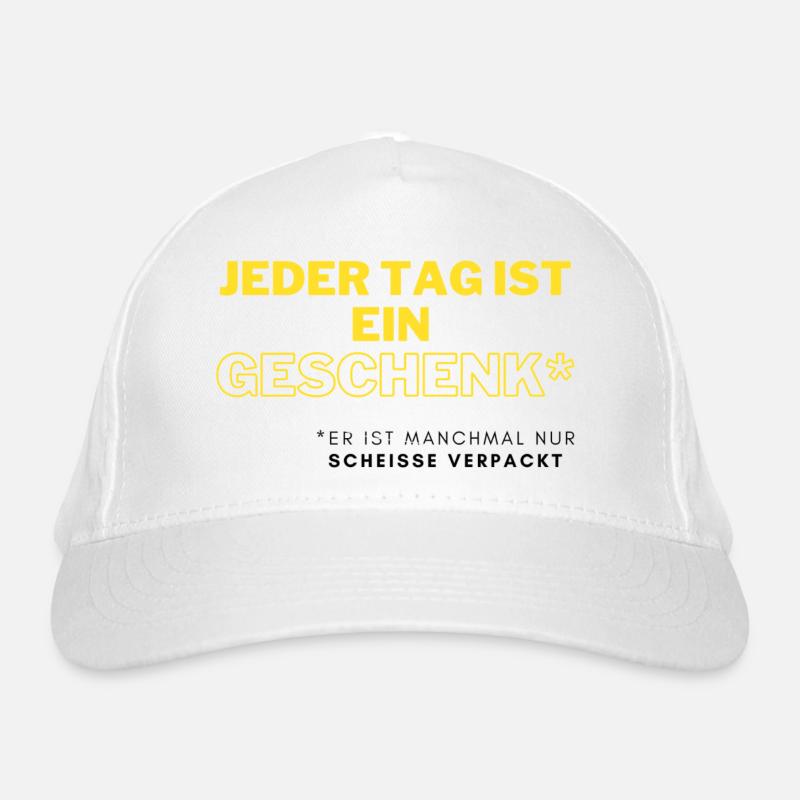 Jeder Tag ein Geschenk - Bio-Baseballkappe - Weiß