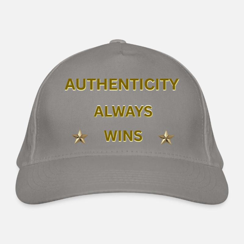 L’AUTHENTICITÉ GAGNE TOUJOURS – Citation motivationnelle en or Casquette classique bio