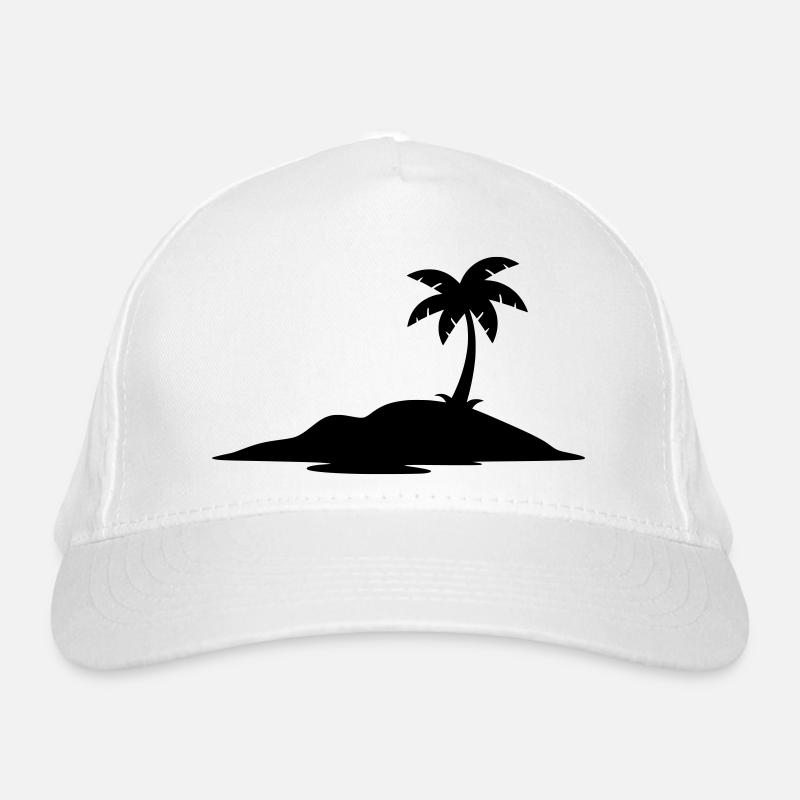 Île tropicale avec silhouette de palmier Casquette classique bio