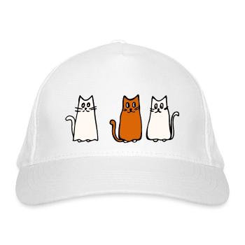 Cat Meeting - Organic Baseball Cap - white - Front