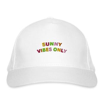 Schriftzug Sunny Vibes bestickt - Bio-Baseballkappe - Weiß - Vorne