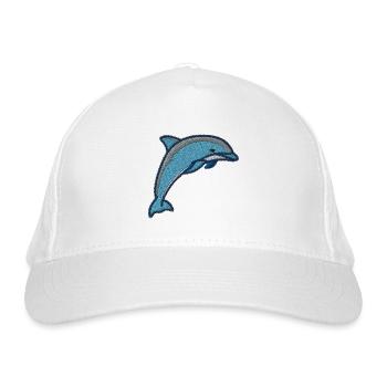 Delfin bestickt - Bio-Baseballkappe - Weiß - Vorne