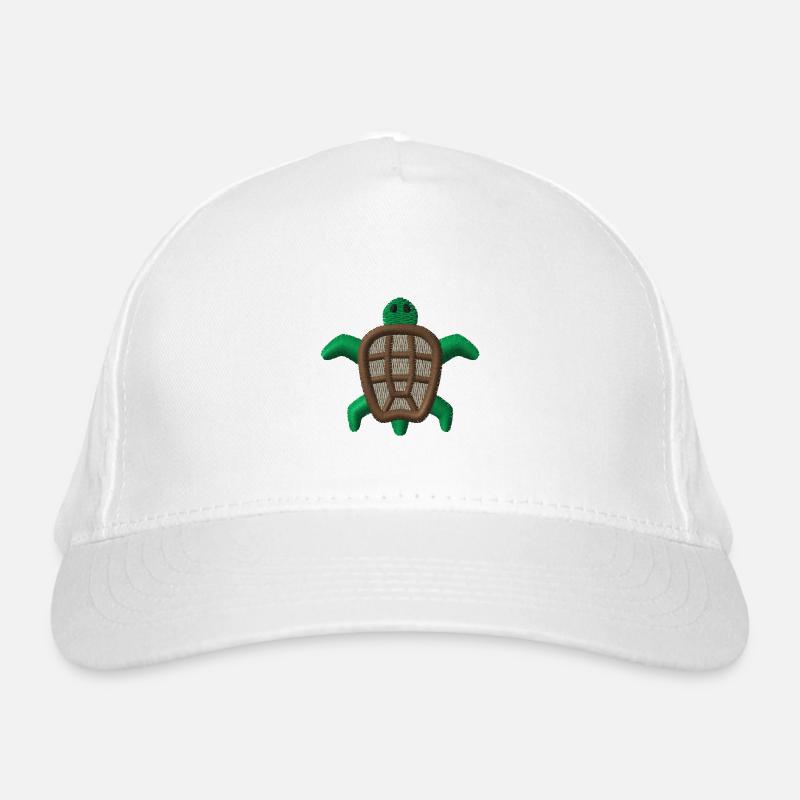 Embroidered turtle - Organic Baseball Cap - white