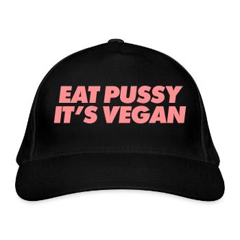eat pussy it's vegan - Bio-Baseballkappe - Schwarz - Vorne