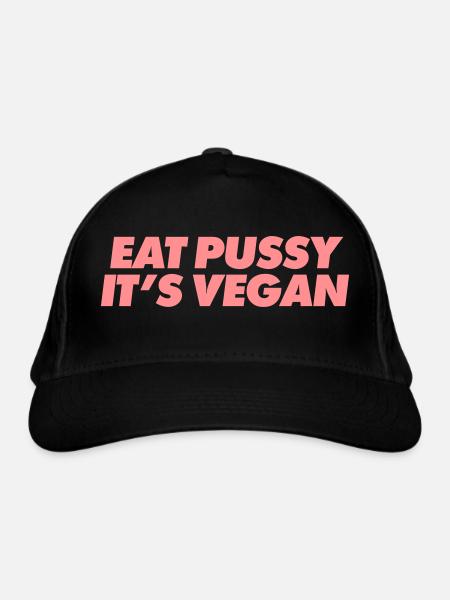 eat pussy it's vegan - Bio-Baseballkappe - Schwarz - Vorne