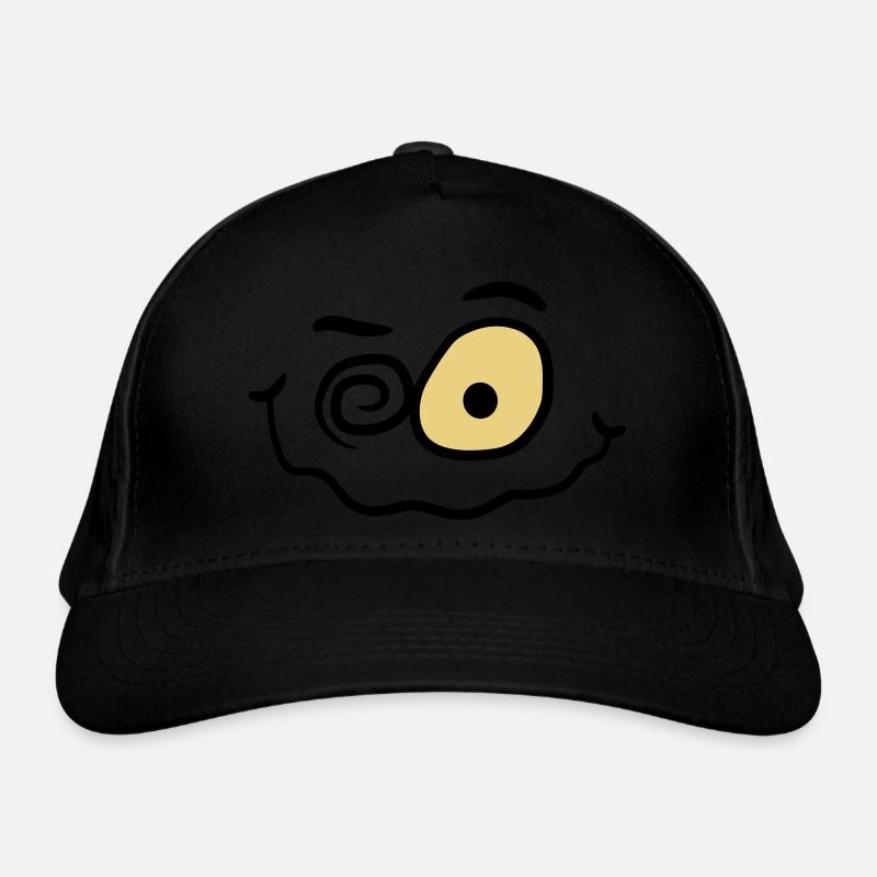 Crazy funny insane smiley face Organic Baseball Cap