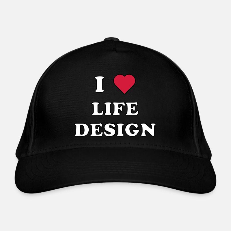 I LOVE LIFE DESIGN (weiß/schwarze Umrandung) Bio-Baseballkappe