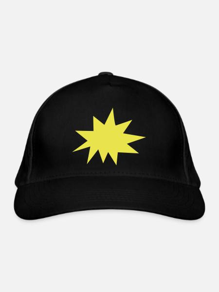 Hintergrund Gelb Explosion Stern - Bio-Baseballkappe - Schwarz - Vorne