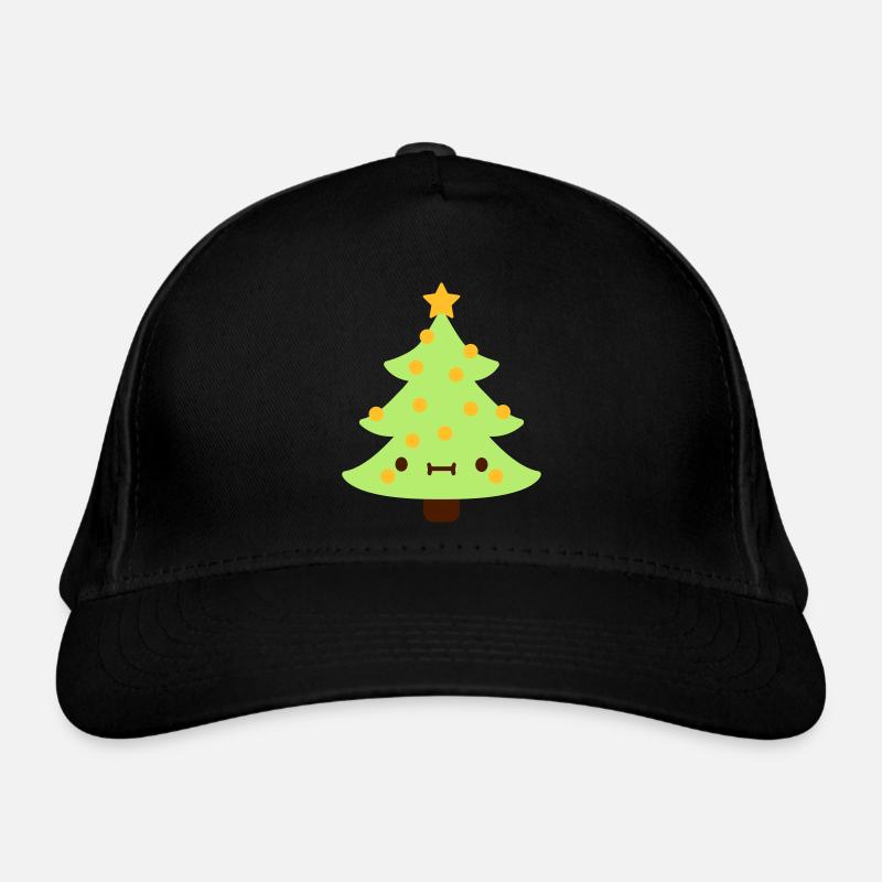 Christmas tree with face Organic Baseball Cap