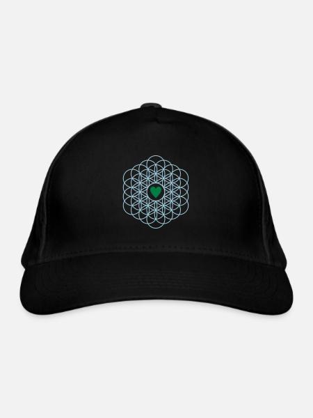Fleur de vie - Casquette classique bio - noir - Devant