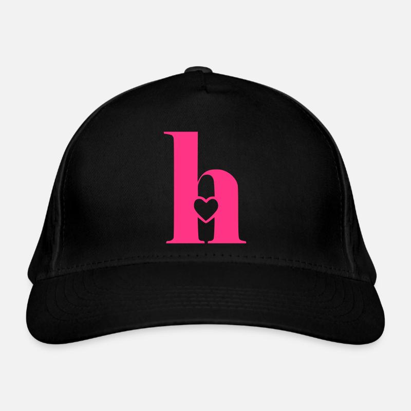 Buchstabe h Anfangsbuchstabe mit Herz Bio-Baseballkappe