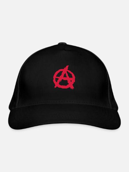 Anarchie Symbol Logo Design - Bio-Baseballkappe - Schwarz - Vorne