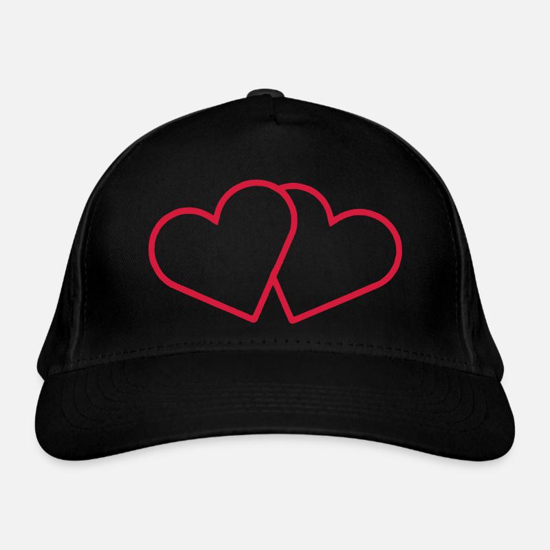 2 hearts - Organic Baseball Cap - black