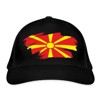 Mazedonien - Balkan Македонија Flagge - Bio-Baseballkappe - Schwarz - Vorne