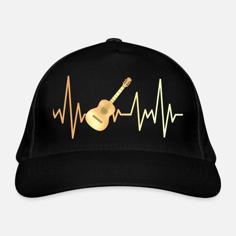 E-Gitarre und Herzfrequenz - Bio-Baseballkappe - Schwarz