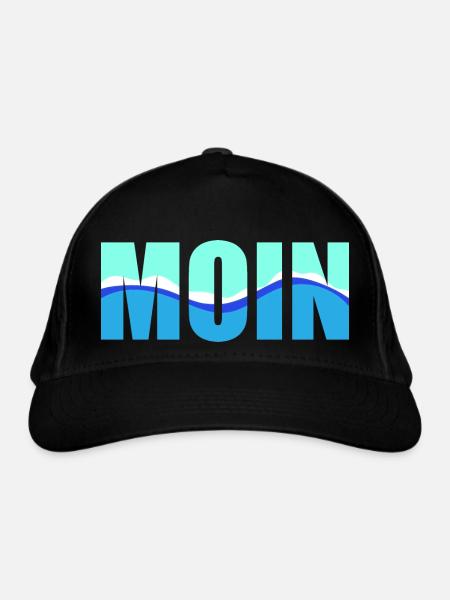 Moin - maritimes Design - Bio-Baseballkappe - Schwarz - Vorne