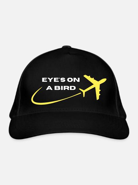 Avion d’aviation cool Les yeux sur un oiseau - Casquette classique bio - noir - Devant