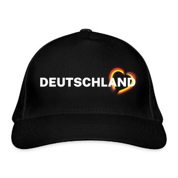 Deutschland – Herz in Schwarz Rot Gold - Bio-Baseballkappe - Schwarz - Vorne