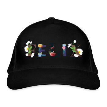 Le nom FELIX décoré de fleurs - Casquette classique bio - noir - Devant