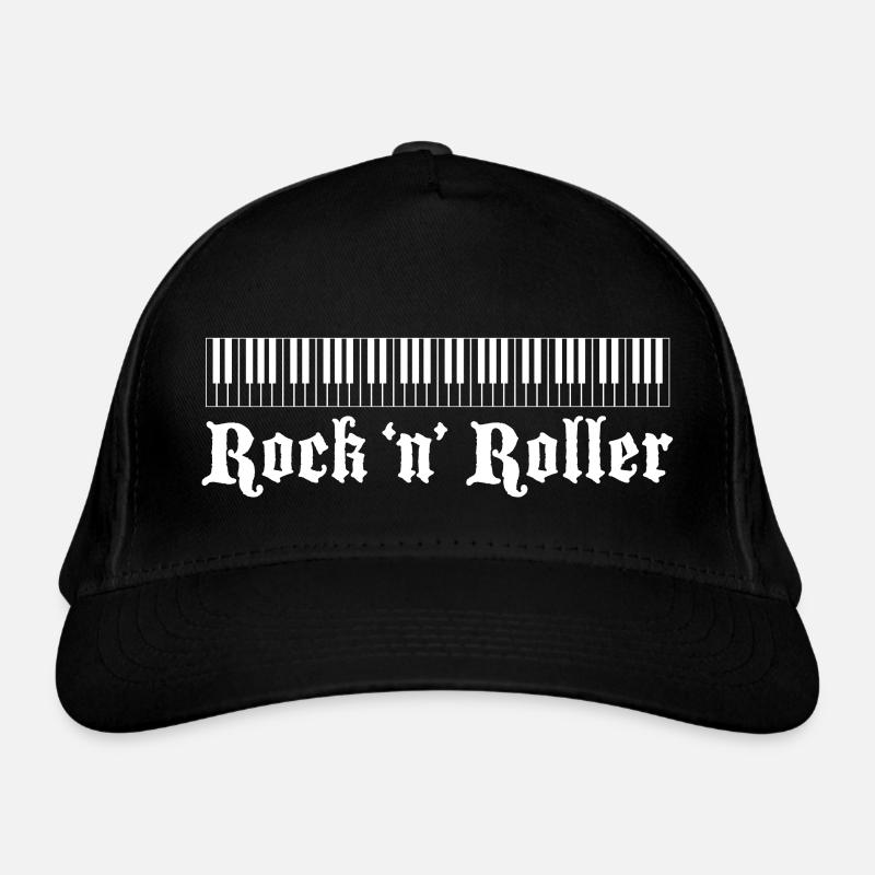 Keyboard White Large - Organic Baseball Cap - black
