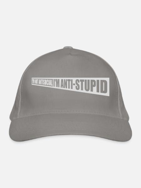 not antisocial anti stupid - Organic Baseball Cap - light grey - Front