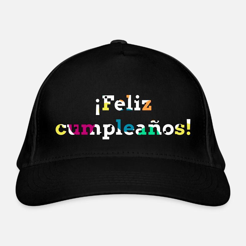 Joyeux anniversaire avec des paroles espagnoles colorées Casquette classique bio