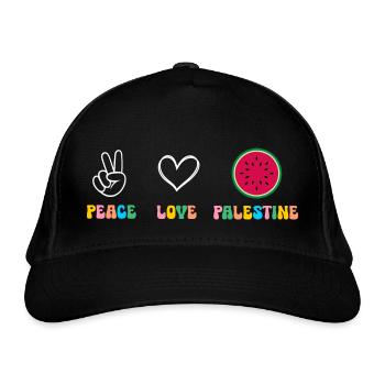 Peace Love Palestine Palästina - Bio-Baseballkappe - Schwarz - Vorne