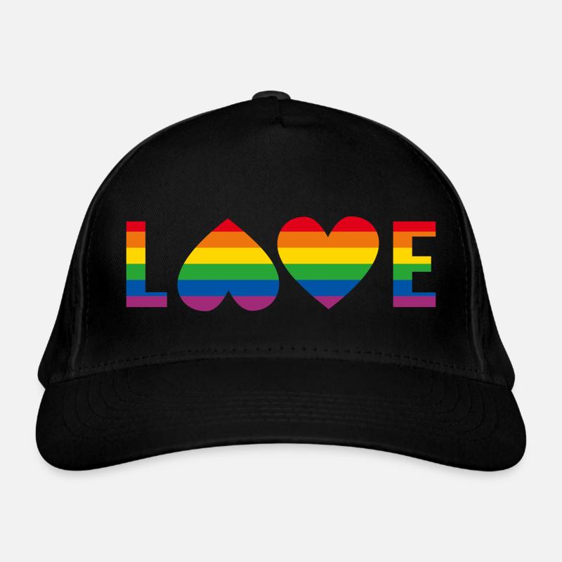LGBTQIA+ Love Hearts Rainbow Flag Organic Baseball Cap