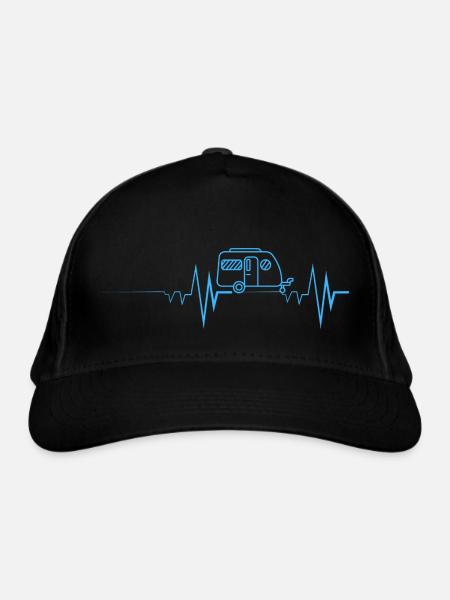 Heartbeat Camping-Wohnwagen - Bio-Baseballkappe - Schwarz - Vorne